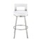 Armen Living Lynof Swivel Bar Stool in Brushed Stainless Steel with White Faux Leather 840254335547 - alternate 4